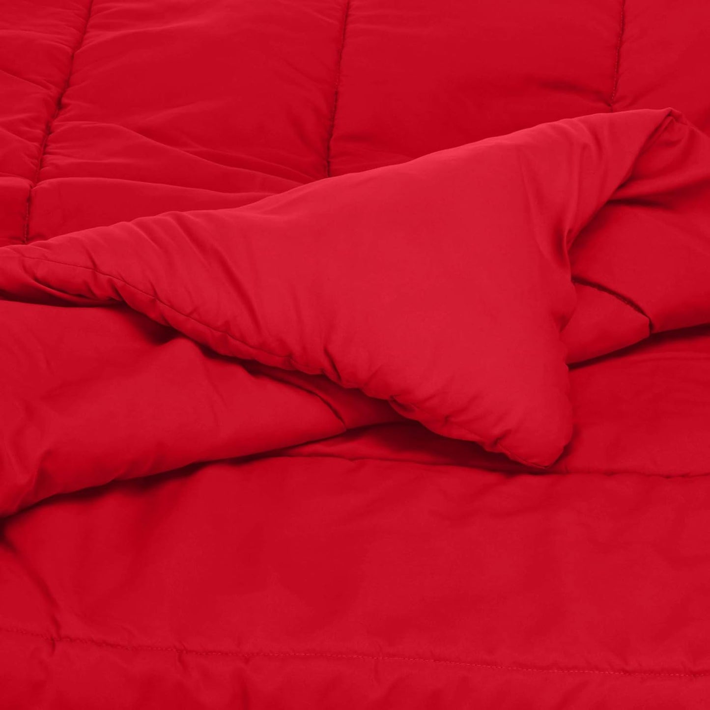 2 Piece Easy Wash Microfiber Kid'S Comforter and Pillow Sham Set, Twin, Red, Solid