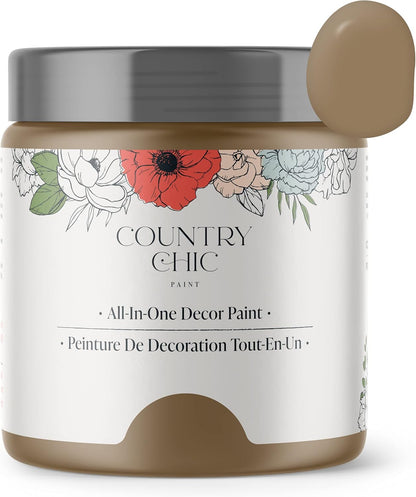 Country Chic All-In-One Chalk Paint for Furniture, Cabinets, Home Decor, Eco-Friendly, Matte Finish, Built-In Primer & Top Coat for Wood, Metal - Driftwood (Brown) - Pint 16 Oz (475 Ml)