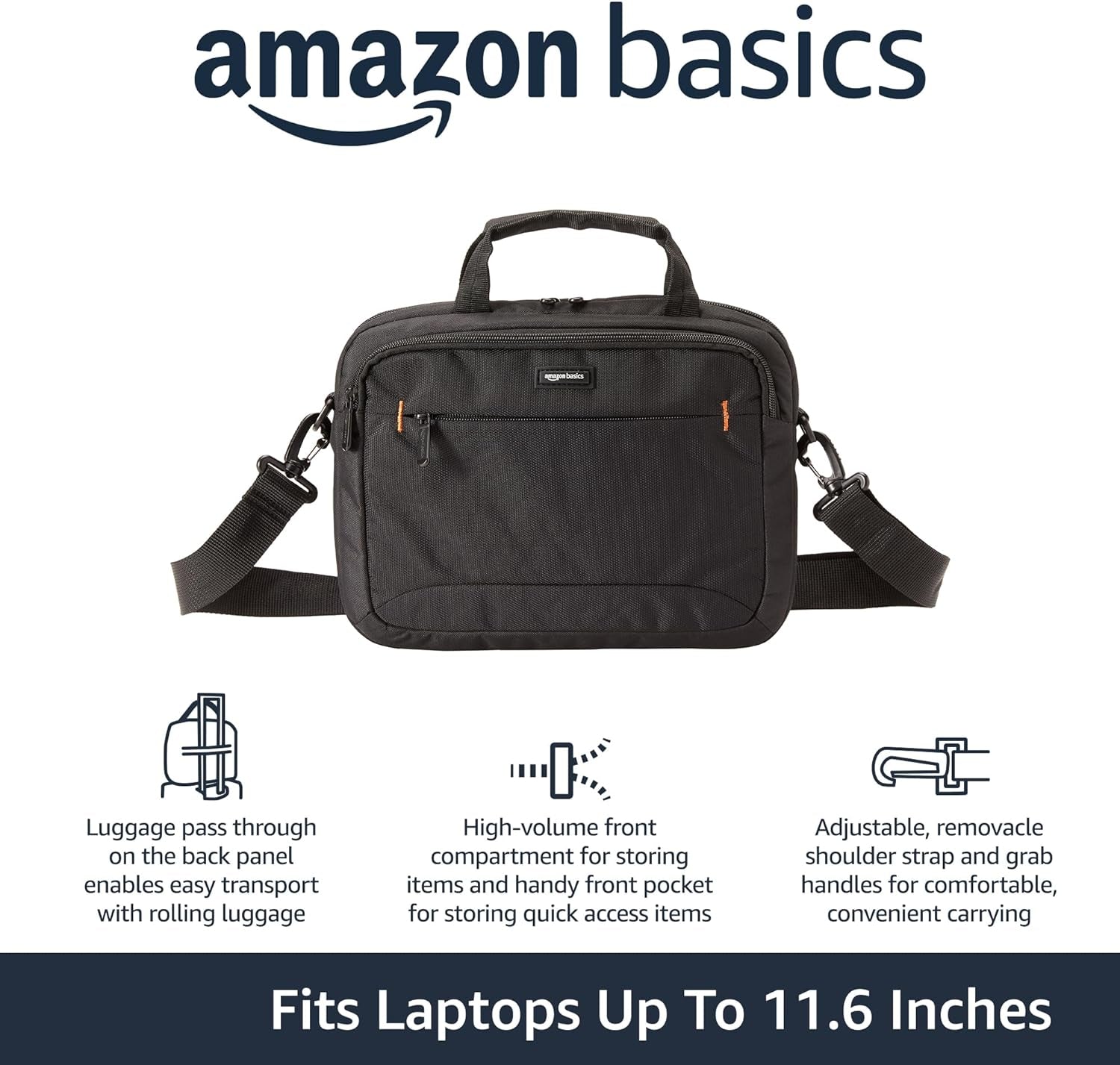 Laptop Carrying Case Shoulder Strap, 1-Pack, 11.6 Inch, Black