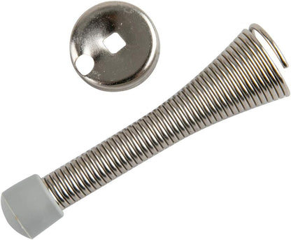 Spring Door Stopper, Brushed Nickel, with Rubber Bumper Tips, 12-Pack