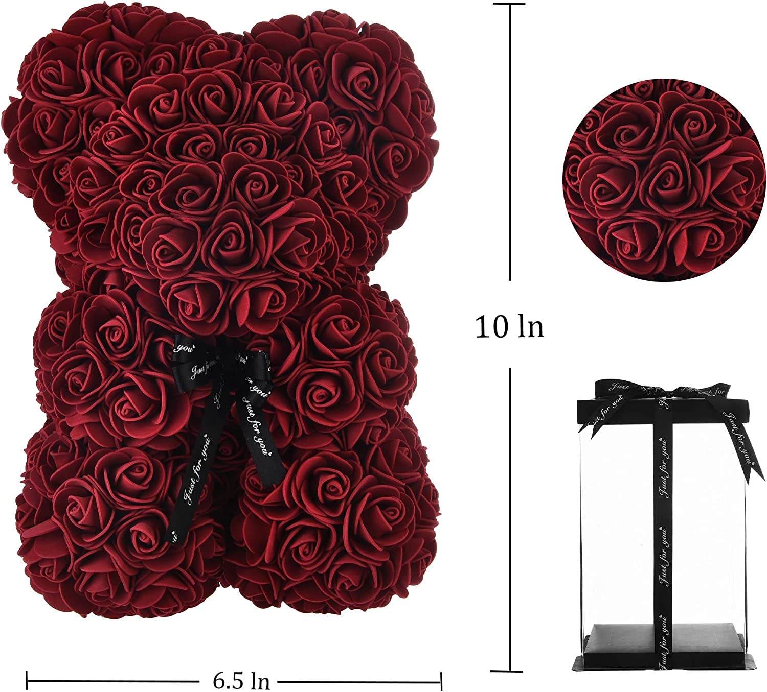 Mother'S Day Rose Bear Gifts for Her, 10 Inch Rose Flower Bear Gifts for Wife Girlfriend, Anniversary Romantic Gift for Her Women, Rose Teddy Bear Birthday Gifts for Her(Burgundy)