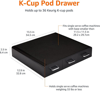 Coffee Pod Storage Drawer for K-Cup Pods, 36 Pod Capacity, Black